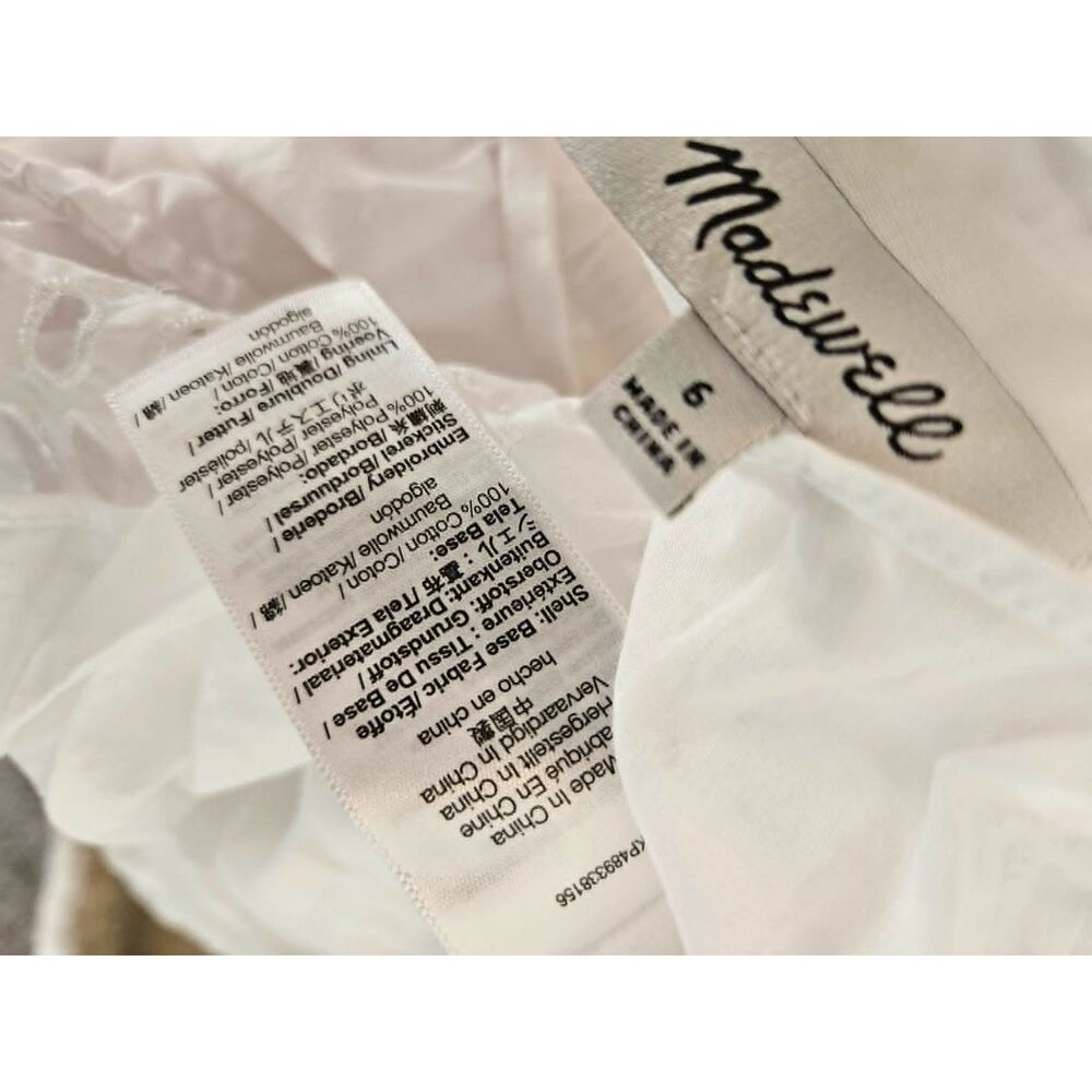 Madewell 100% Cotton Poplin White Eyelet Summer Midi Dress - Picture 11 of 11